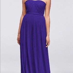 chiffon bridesmaid dress with chantilly lace inset